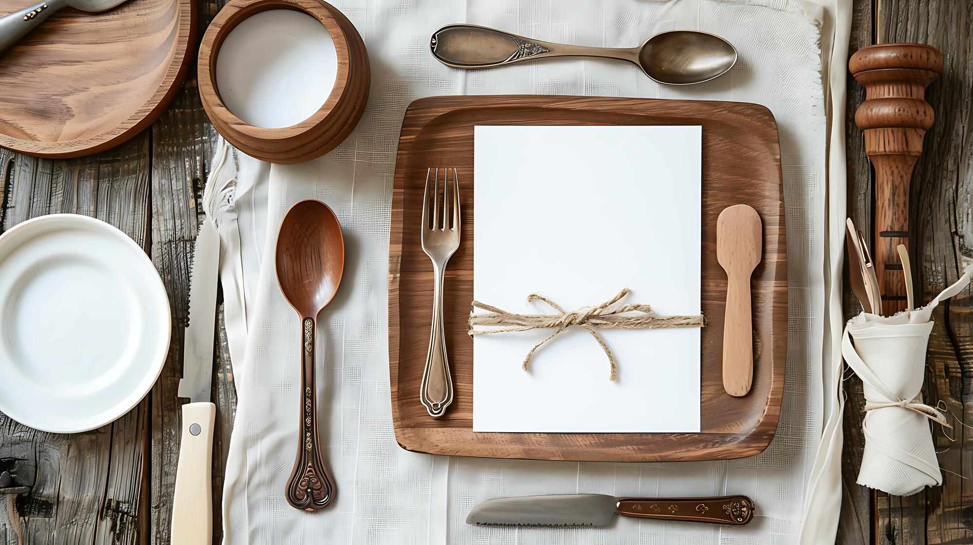 Invitation to a culinary workshop with utensils
